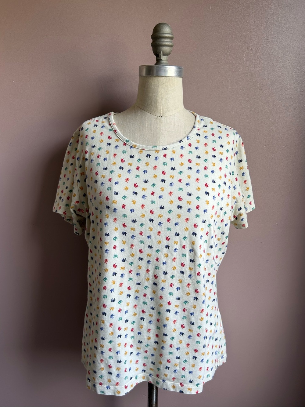 Jim Thompson Short Sleeve Tee with Multicolor Elephants